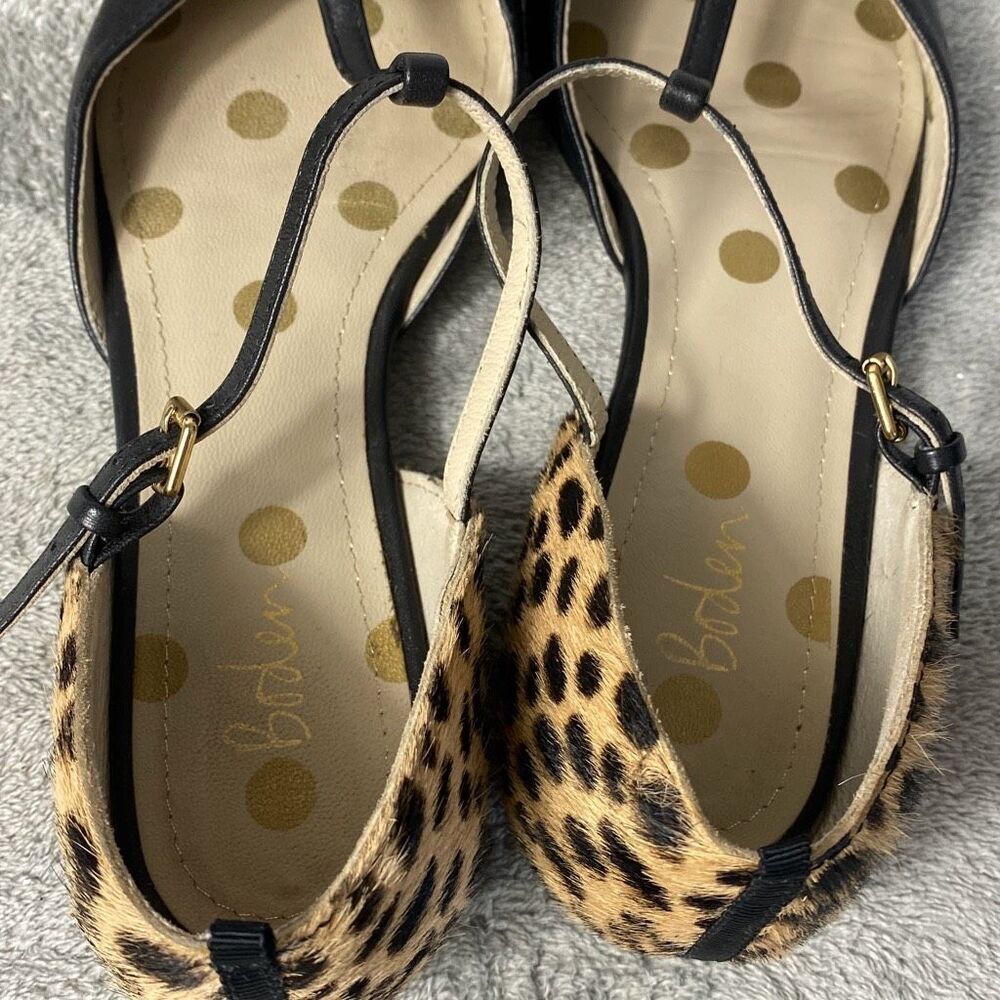 Boden Leopard Print Black Sienna Flats Size 37 - Picture 7 of 12